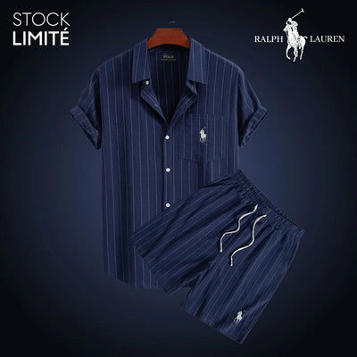 Herren Sommer-Set aus gestreiftem Hemd und Shorts