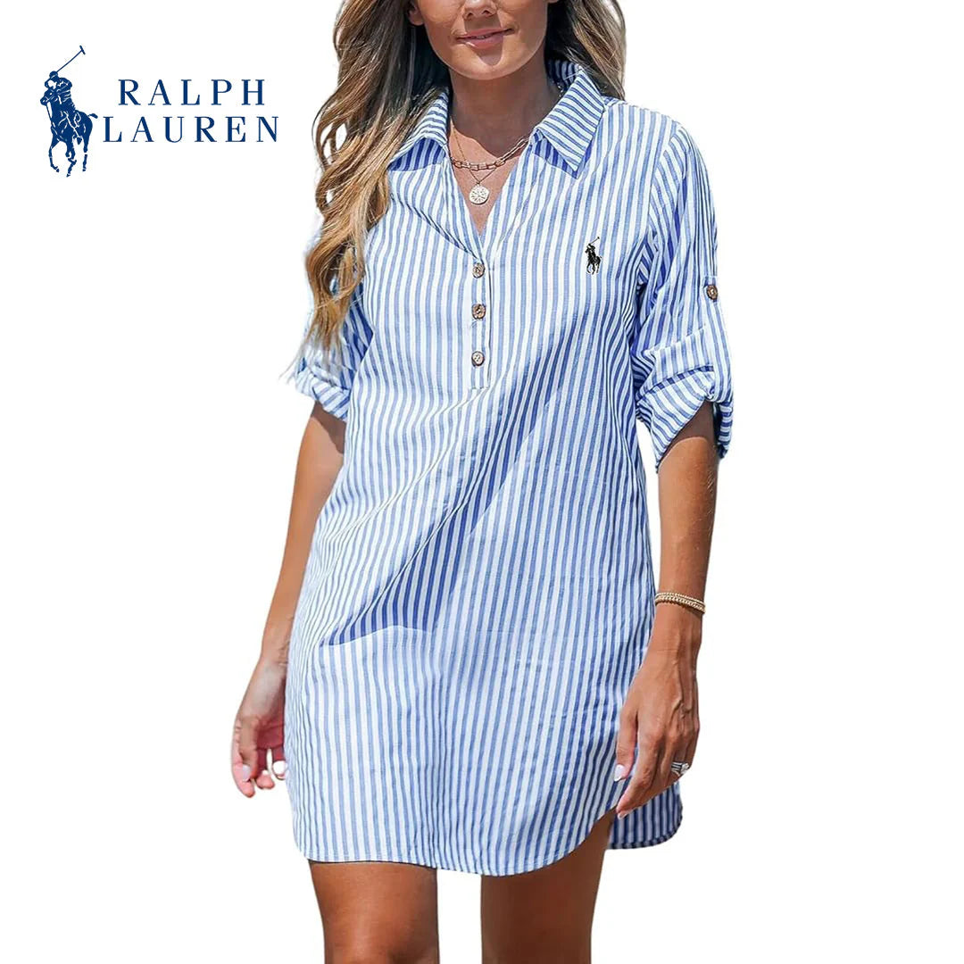 RL™ Damen-Hemdkleid mit V-Ausschnitt und Streifen