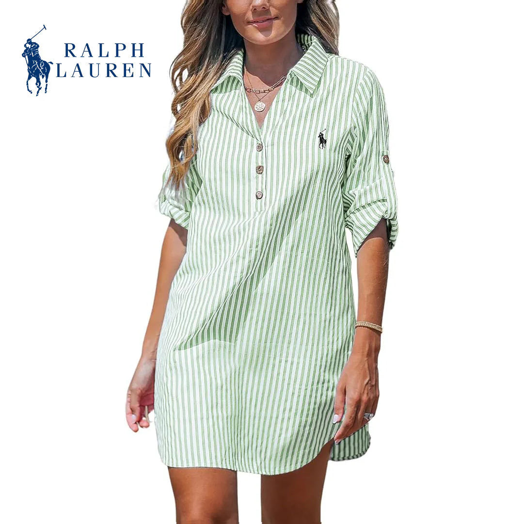 RL™ Damen-Hemdkleid mit V-Ausschnitt und Streifen
