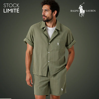 Herren Sommer-Set aus gestreiftem Hemd und Shorts