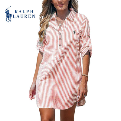 RL™ Damen-Hemdkleid mit V-Ausschnitt und Streifen
