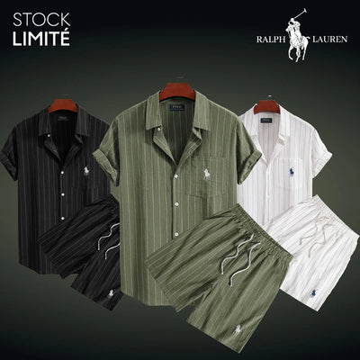 Herren Sommer-Set aus gestreiftem Hemd und Shorts