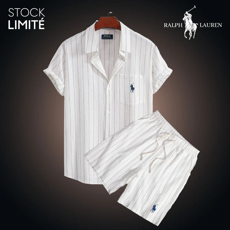 Herren Sommer-Set aus gestreiftem Hemd und Shorts