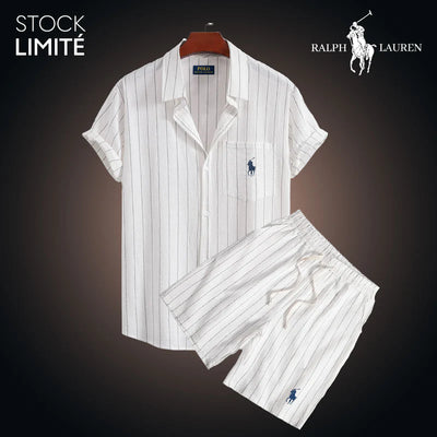 Herren Sommer-Set aus gestreiftem Hemd und Shorts